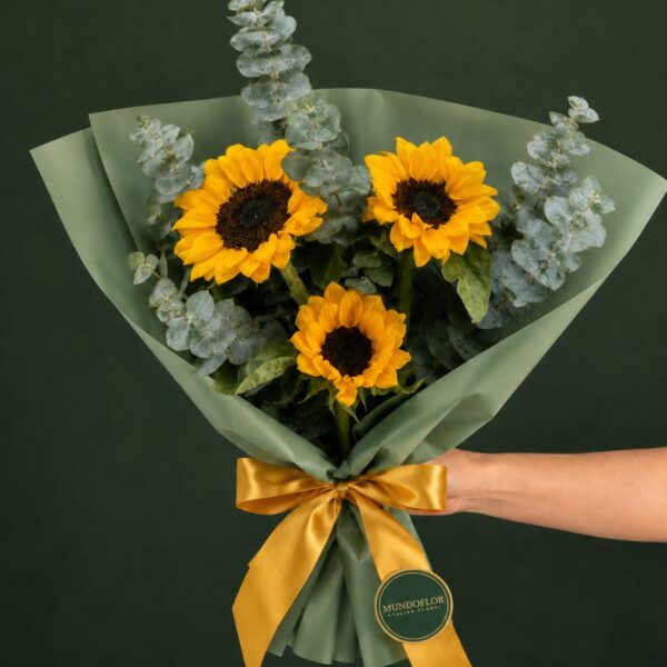 Ramo de Girasoles 3 varas con eucalipto