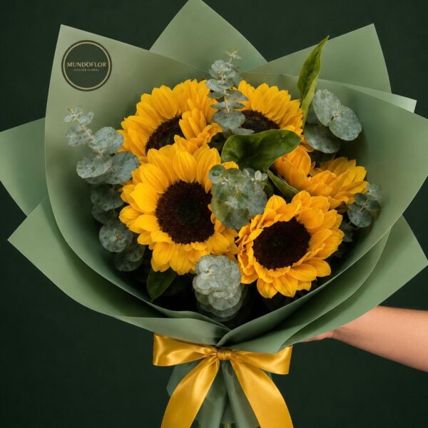 Ramo de Girasoles 5 varas con eucalipto