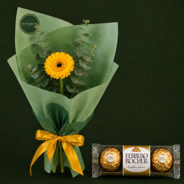 Gerbera 1 vara + chocolates
