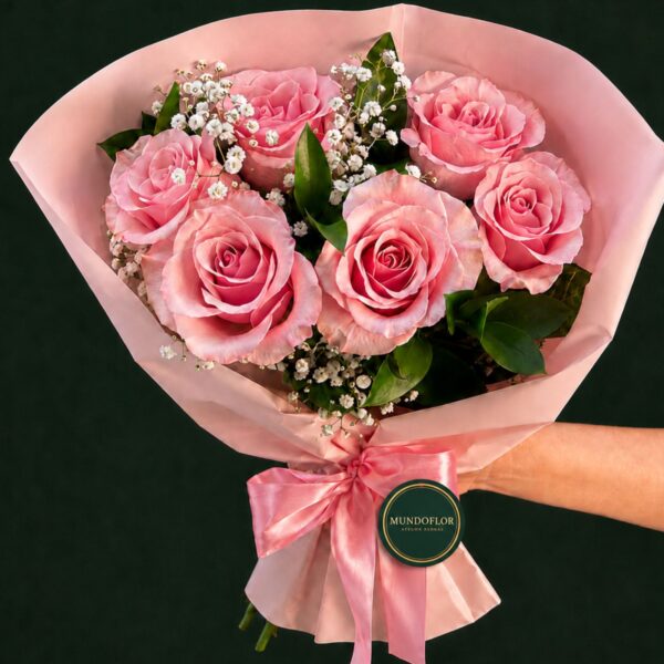 Ramo de rosas rosadas 6 varas