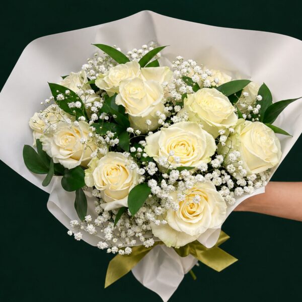 Ramo de rosas blancas 12 varas