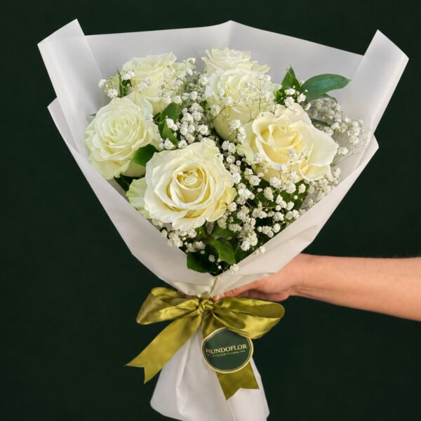 Ramo de rosas blancas 6 varas